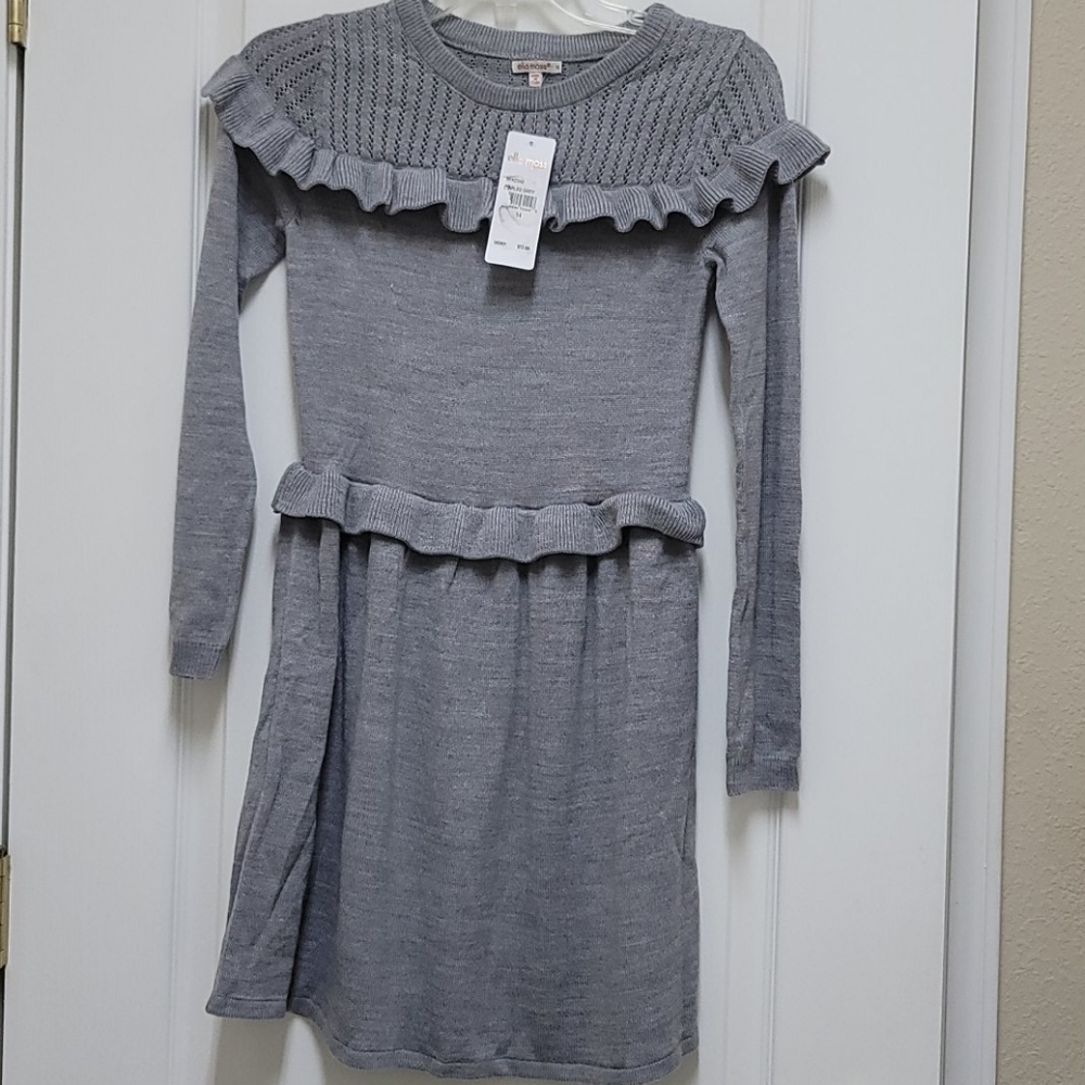 Ella Moss Girls Long Sleeve Gray Dress, sz. 14 NWT